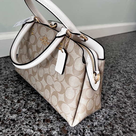 New  Coach Mini Lillie Carryall In Signature Canvas Bag/Leather/Cream/White - Picture 8 of 14
